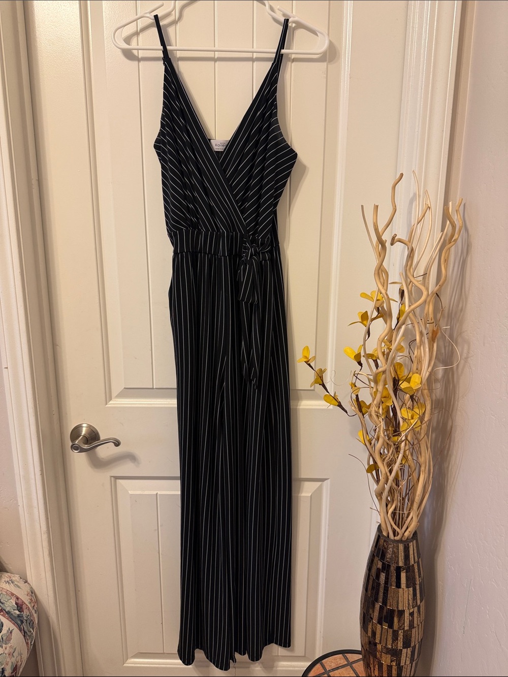 Kaileigh Black with White Pinstripe Jumpsuit